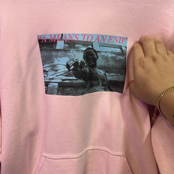Maybe Today Means to an End Pink Hoodie Sz L - Picture 3 of 5